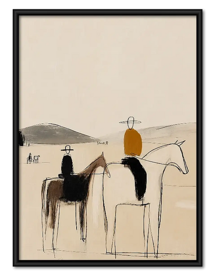 Abstract Cowboys and Horses Wall Art