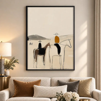 Abstract Cowboys and Horses Wall Art 5