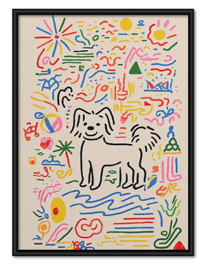 Abstract Dog Doodle Pattern Wall Art