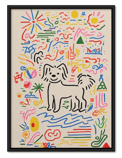 Abstract Dog Doodle Pattern Wall Art