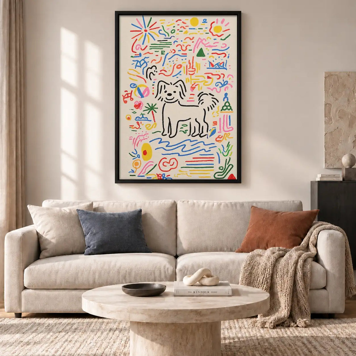 Abstract Dog Doodle Pattern Wall Art 2