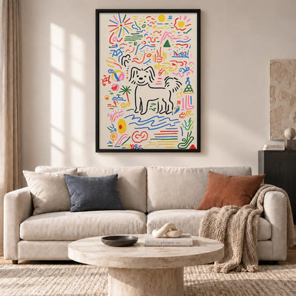 Abstract Dog Doodle Pattern Wall Art 2