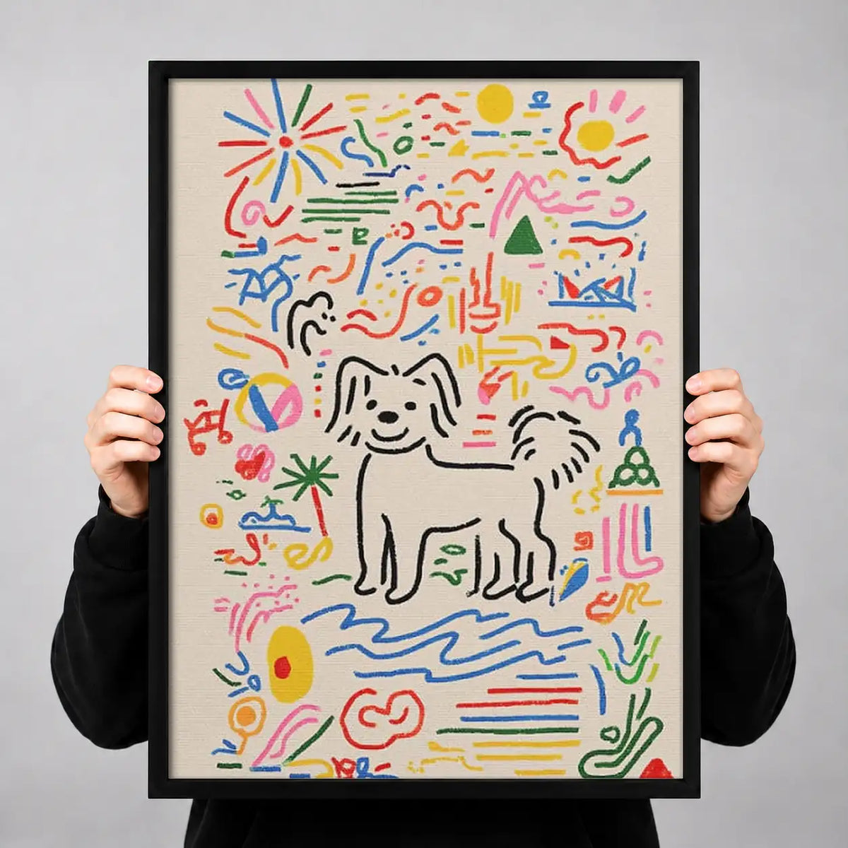 Abstract Dog Doodle Pattern Wall Art 3