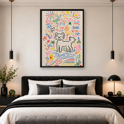 Abstract Dog Doodle Pattern Wall Art 4