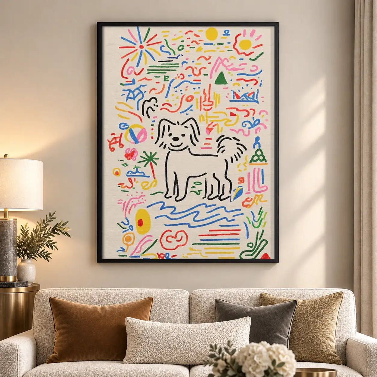 Abstract Dog Doodle Pattern Wall Art 5