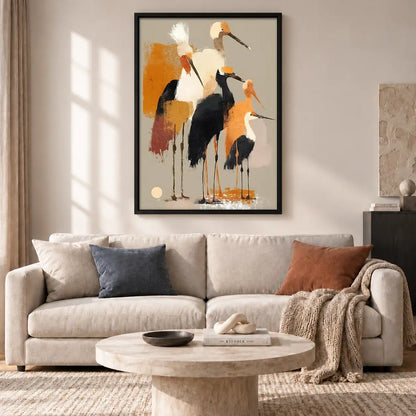 Abstract Gathering of Tall Birds Wall Art 2