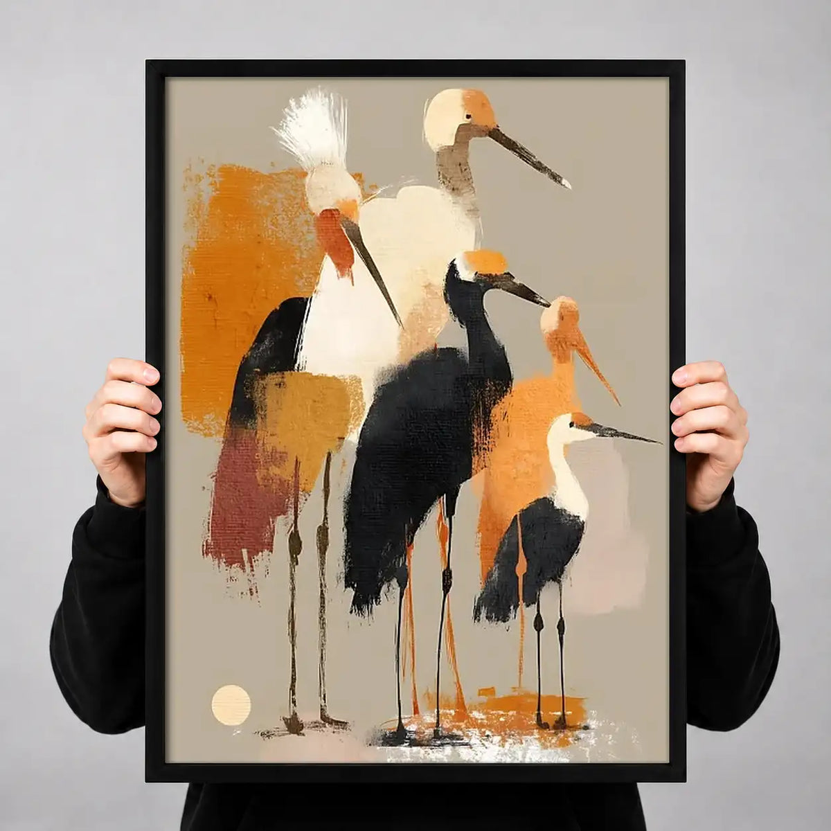 Abstract Gathering of Tall Birds Wall Art 3