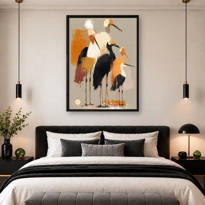 Abstract Gathering of Tall Birds Wall Art 4