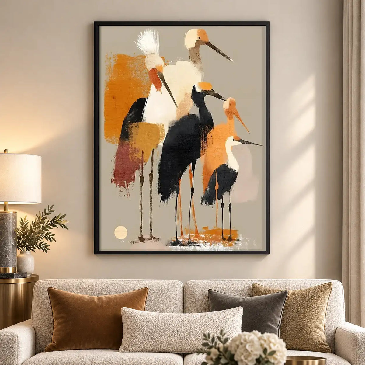 Abstract Gathering of Tall Birds Wall Art 5