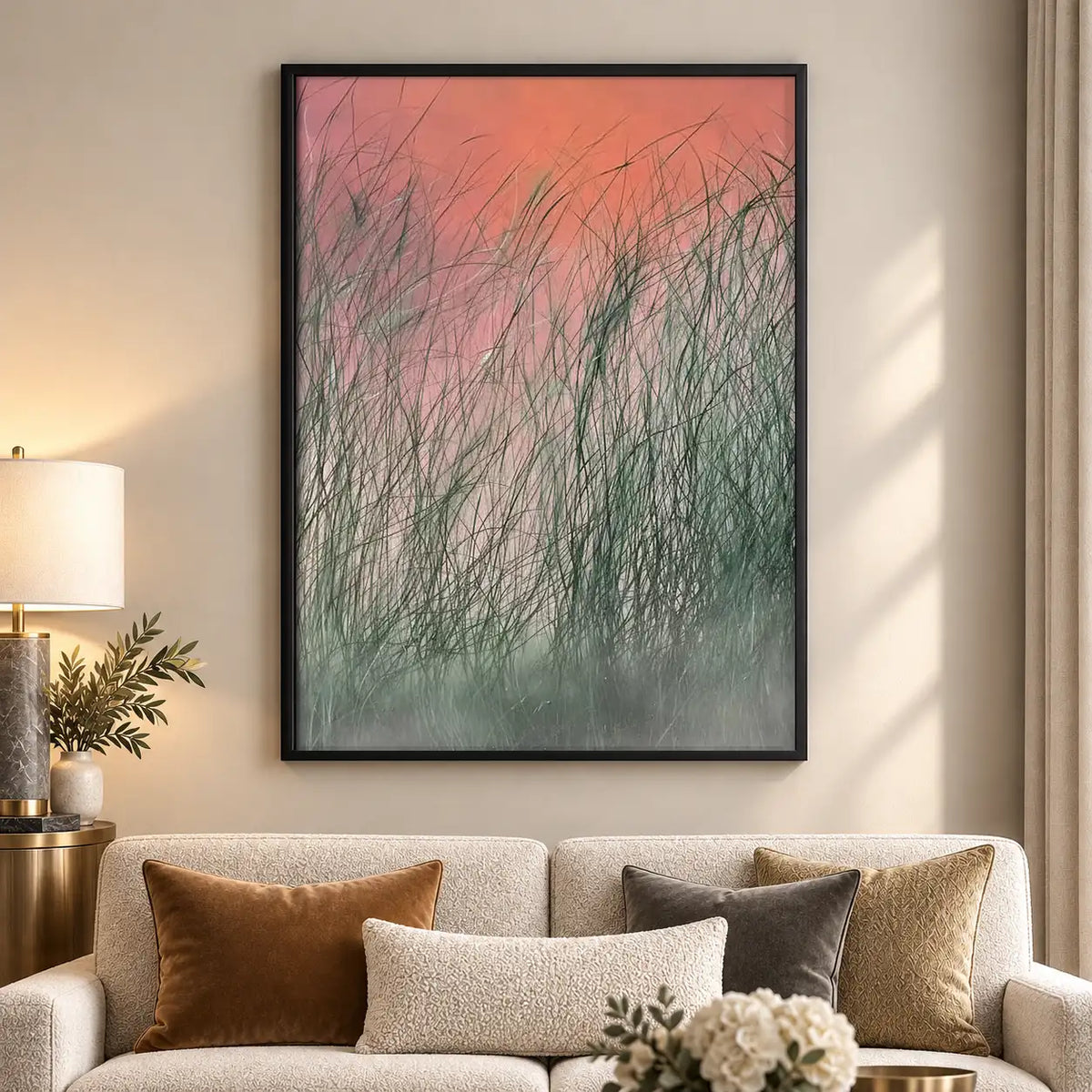 Abstract Pink Grass Texture Wall Art 5