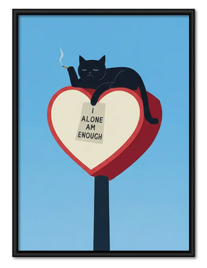 Alone I Am Enough Cat Wall Art