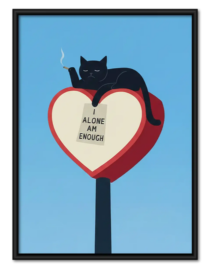 Alone I Am Enough Cat Wall Art