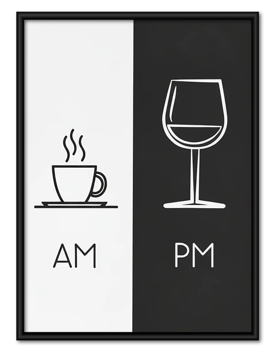 AM Coffee PM Wine Typography Wall Art 1