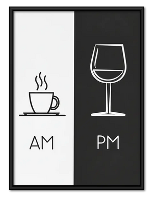 AM Coffee PM Wine Typography Wall Art