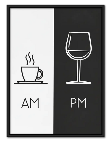 AM Coffee PM Wine Typography Wall Art
