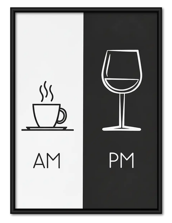 AM Coffee PM Wine Typography Wall Art