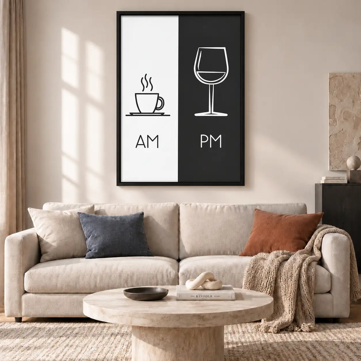 AM Coffee PM Wine Typography Wall Art 2