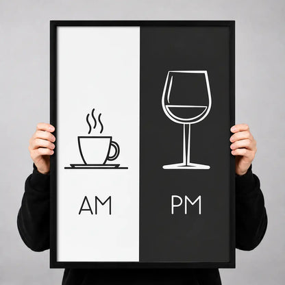 AM Coffee PM Wine Typography Wall Art 3