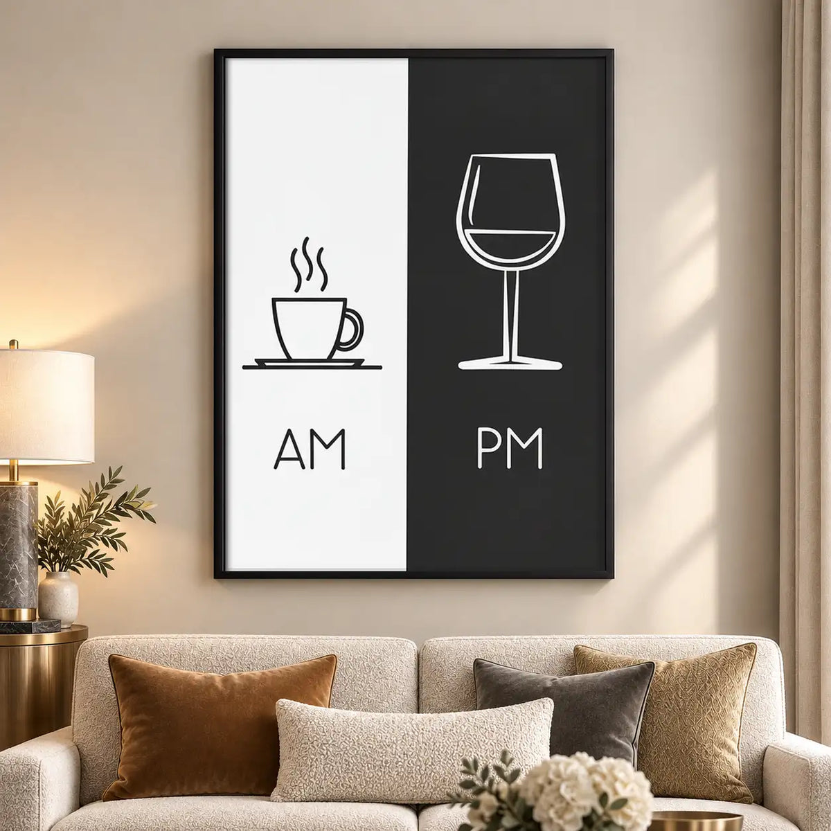 AM Coffee PM Wine Typography Wall Art 5