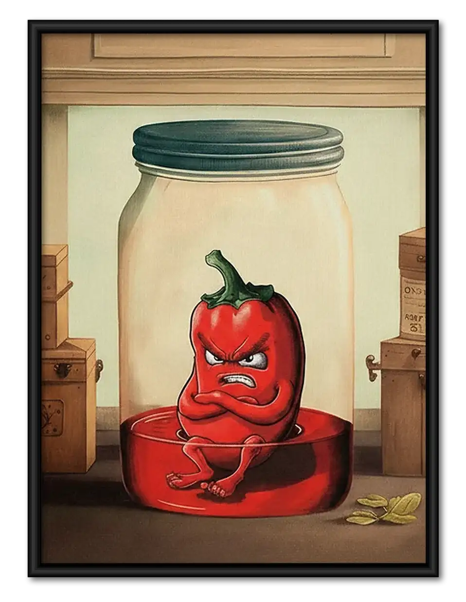 Angry Red Pepper in Jar Wall Art 1