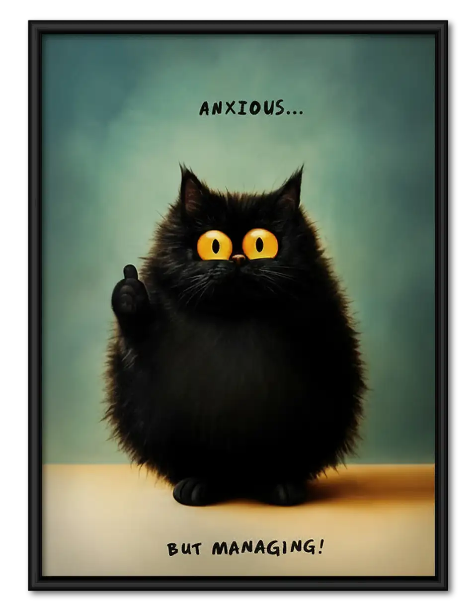 Anxious but Managing Black Cat Wall Art 1