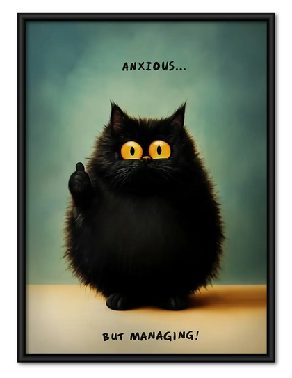 Anxious but Managing Black Cat Wall Art