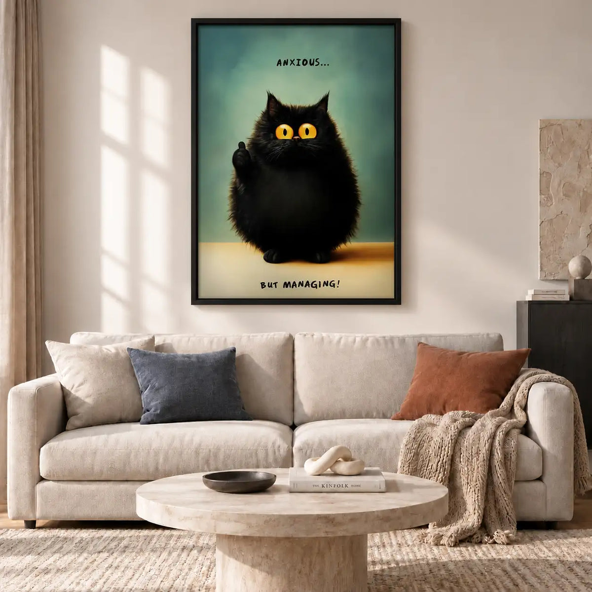 Anxious but Managing Black Cat Wall Art 2