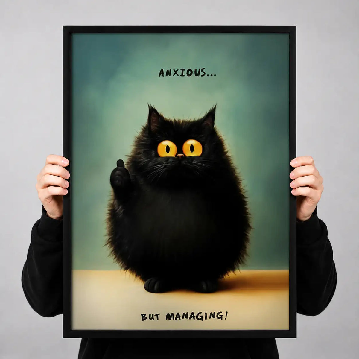 Anxious but Managing Black Cat Wall Art 3