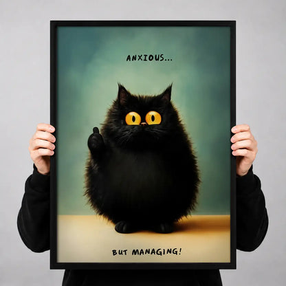 Anxious but Managing Black Cat Wall Art 3