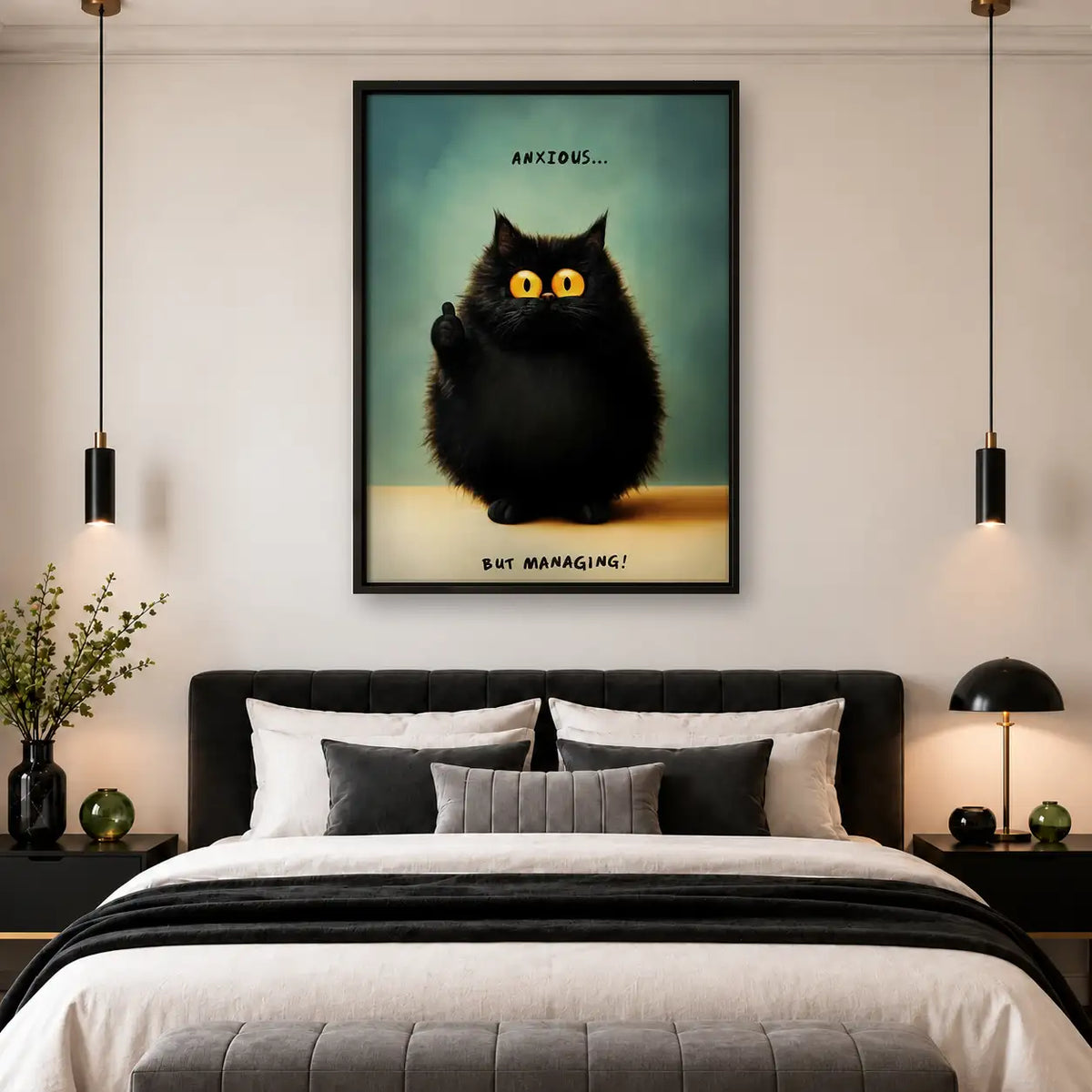 Anxious but Managing Black Cat Wall Art 4