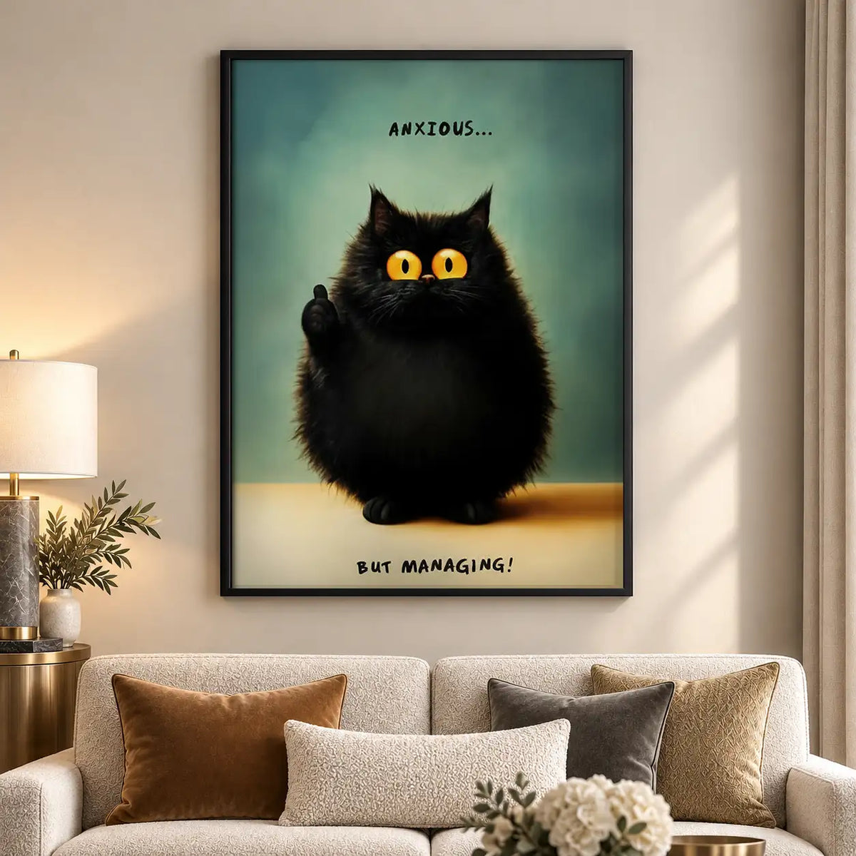 Anxious but Managing Black Cat Wall Art 5