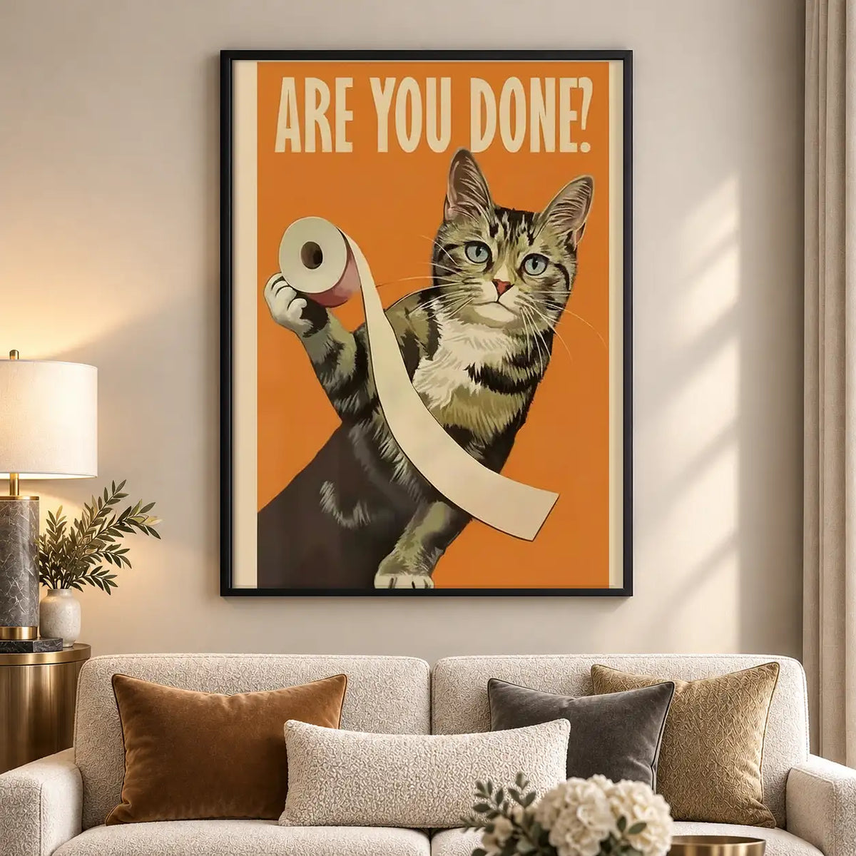 Are You Done Bathroom Cat Wall Art 5