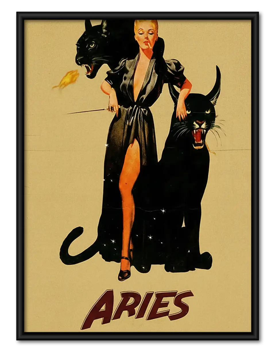 Aries Woman with Black Cats Wall Art 1