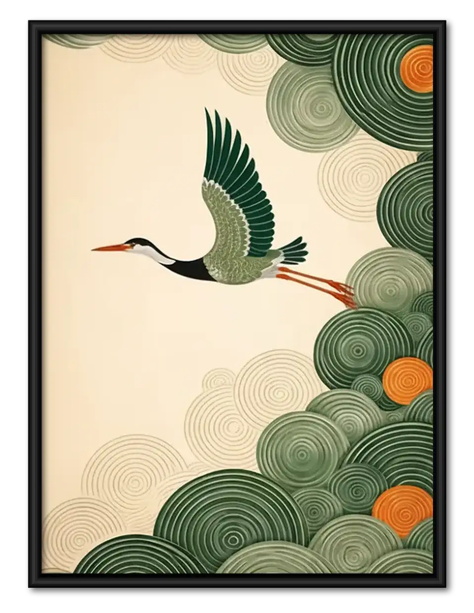 Art Deco Crane Botanical Wall Art 1