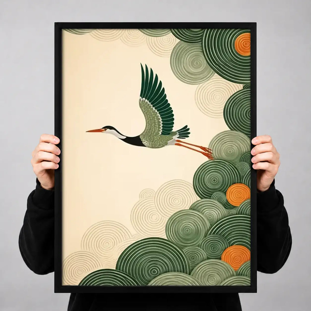 Art Deco Crane Botanical Wall Art 3
