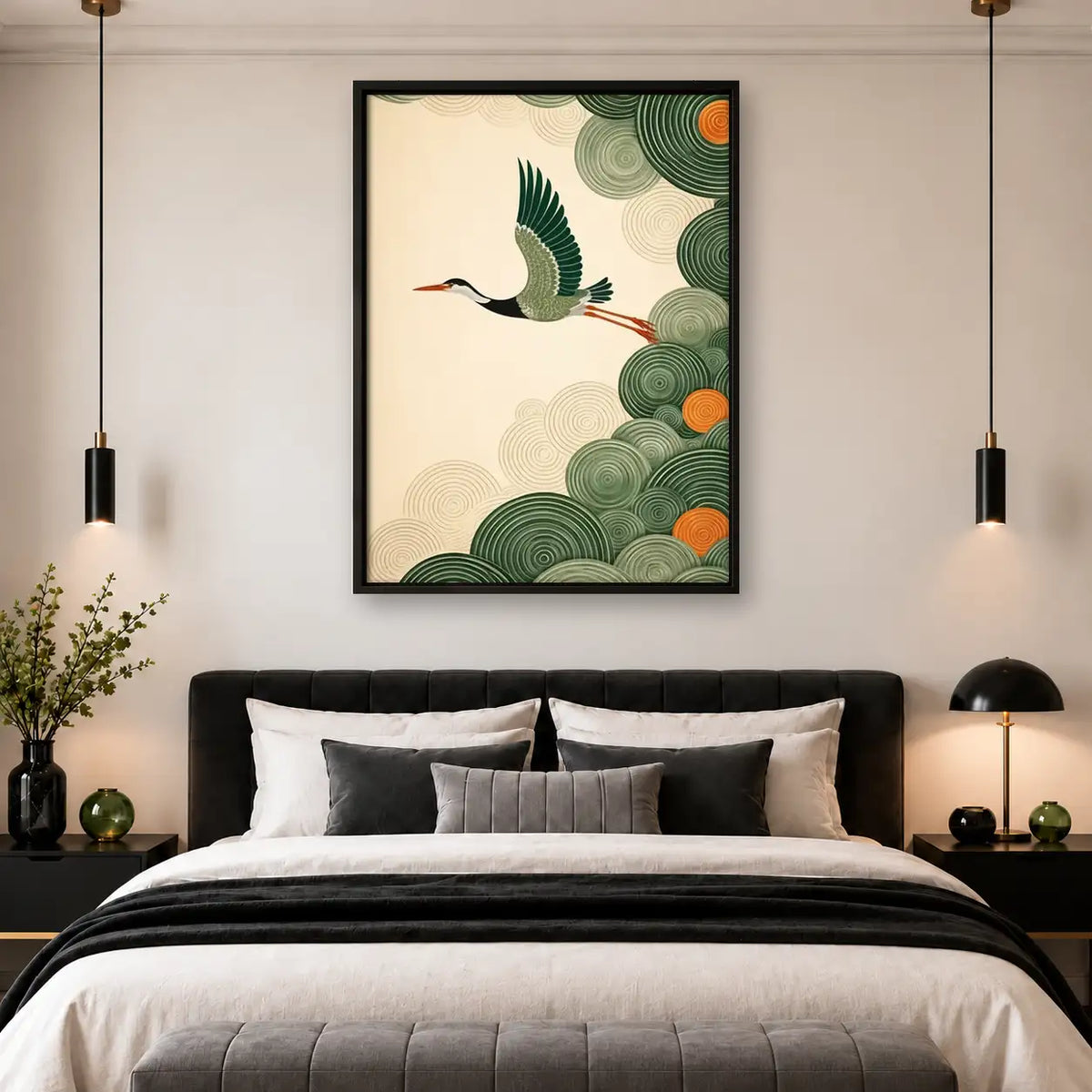 Art Deco Crane Botanical Wall Art 4