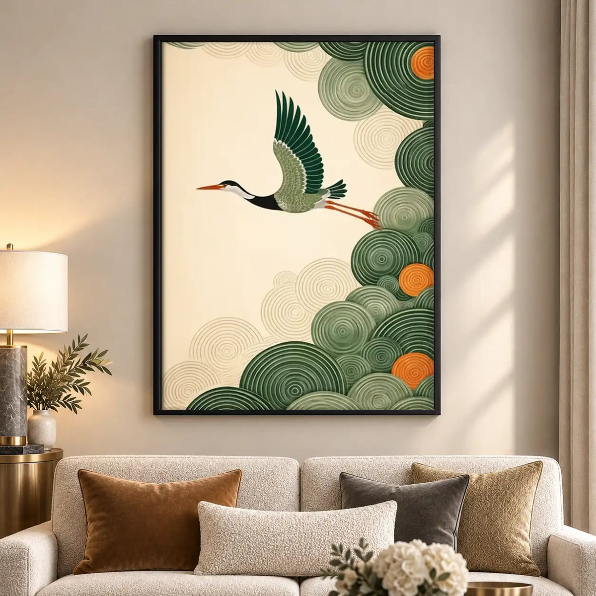 Art Deco Crane Botanical Wall Art 5