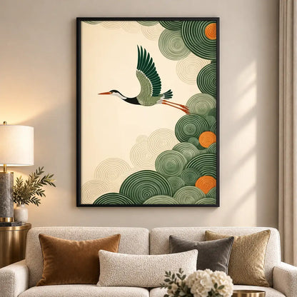 Art Deco Crane Botanical Wall Art 5