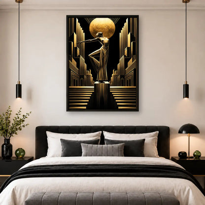 Art Deco Golden Woman Wall Art 4