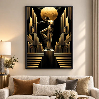 Art Deco Golden Woman Wall Art 5