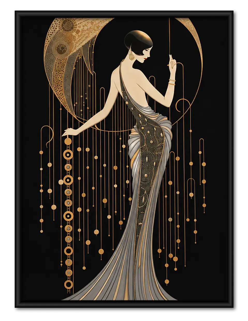 Art Deco Woman and Cat Wall Art 1