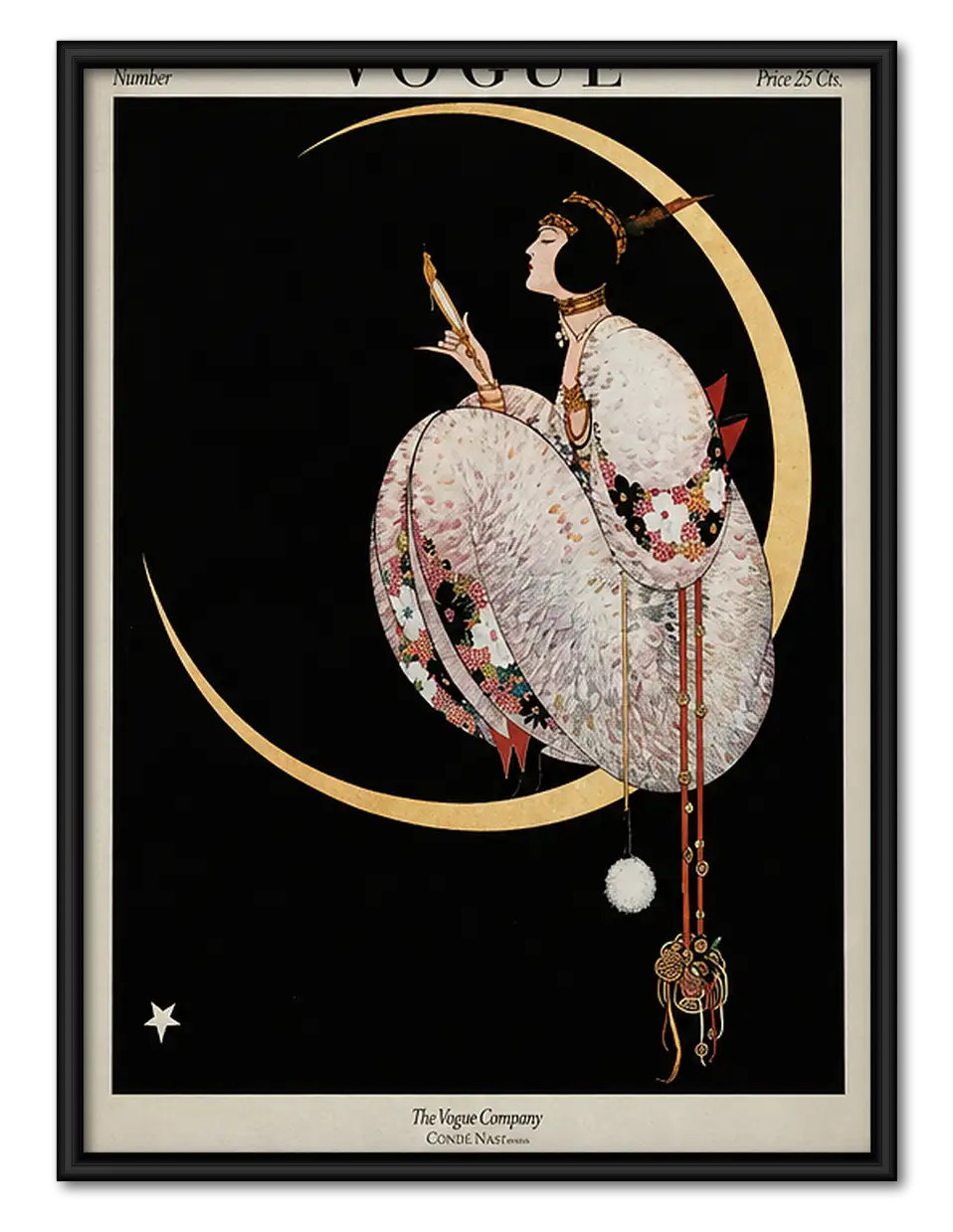 Art Deco Woman Beneath Crescent Moon Wall Art 1