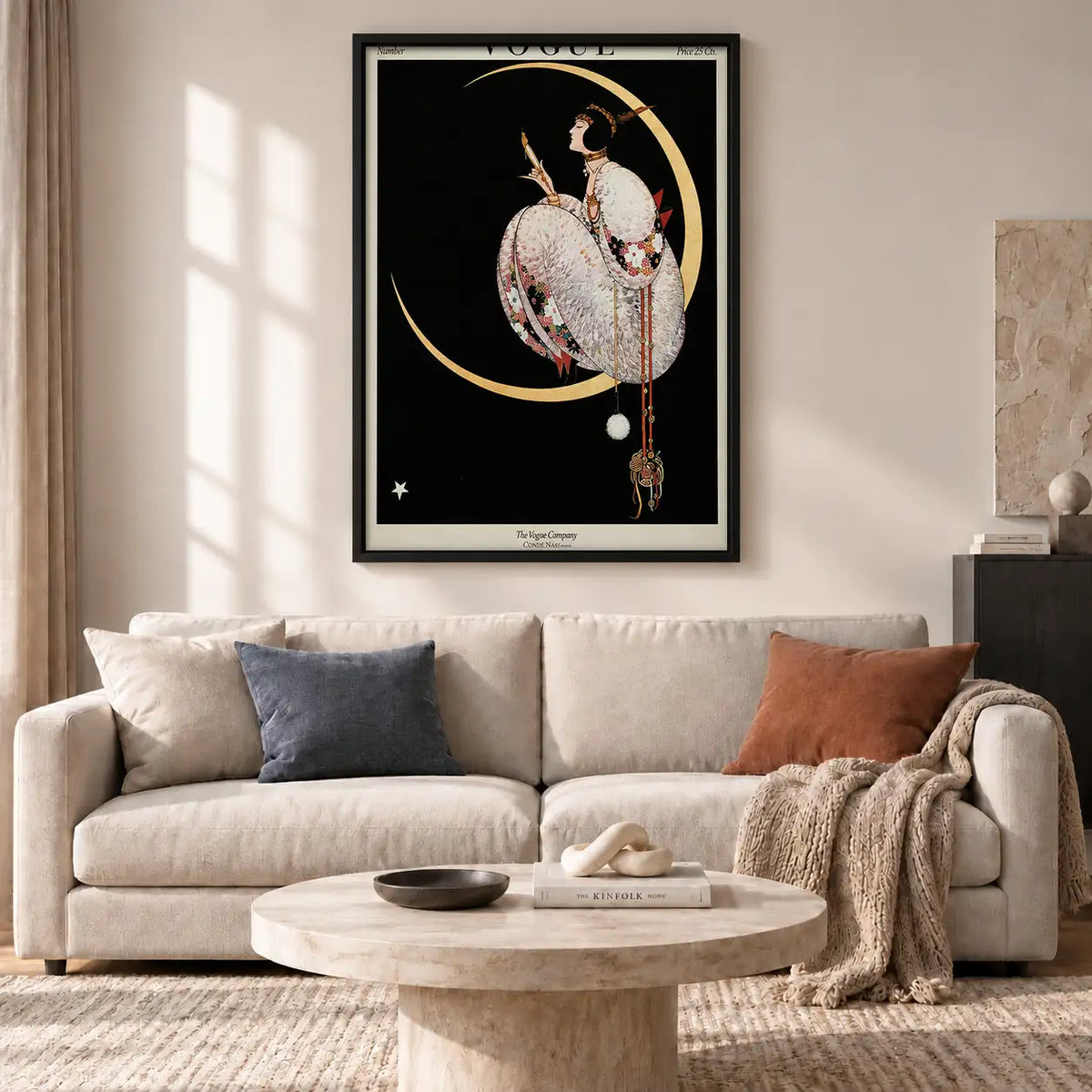 Art Deco Woman Beneath Crescent Moon Wall Art 2