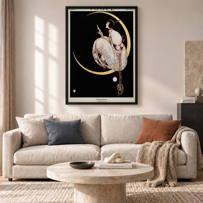 Art Deco Woman Beneath Crescent Moon Wall Art 2