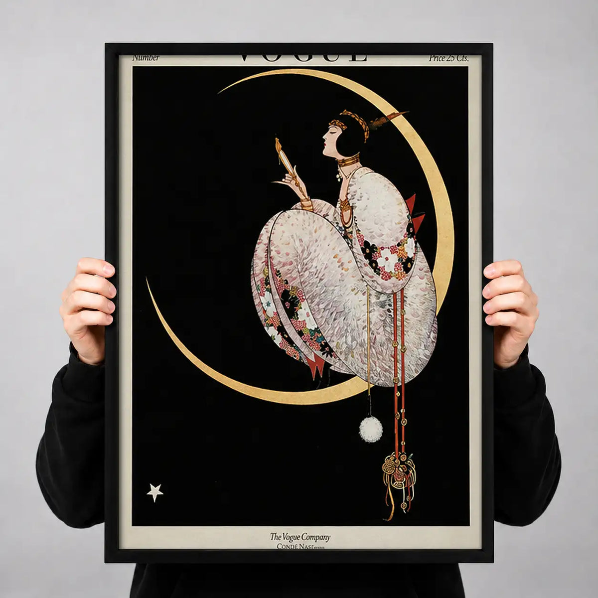 Art Deco Woman Beneath Crescent Moon Wall Art 3