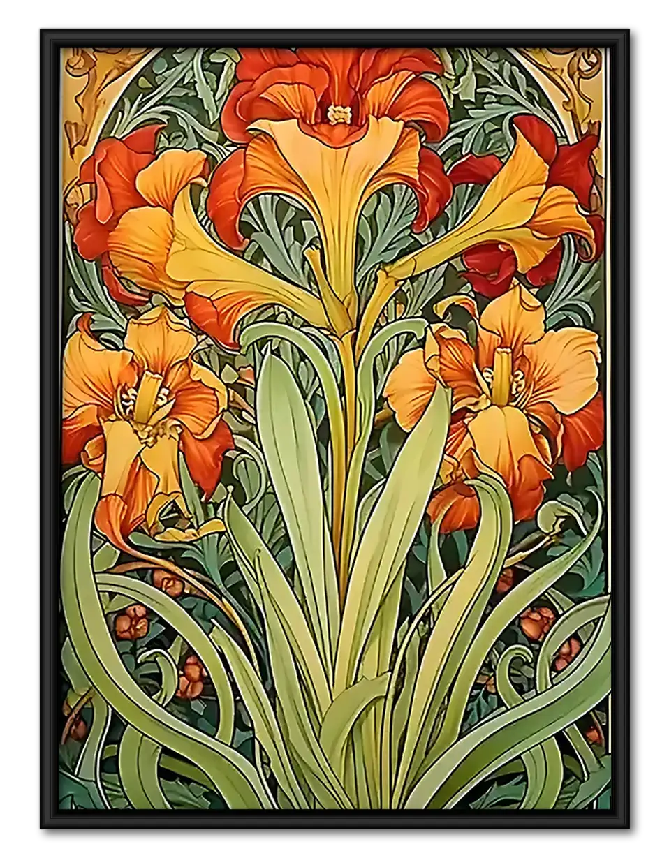 Art Nouveau Orange Lily Wall Art 1