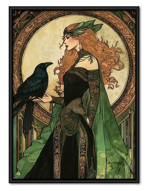 Art Nouveau Woman with Black Cat Wall Art