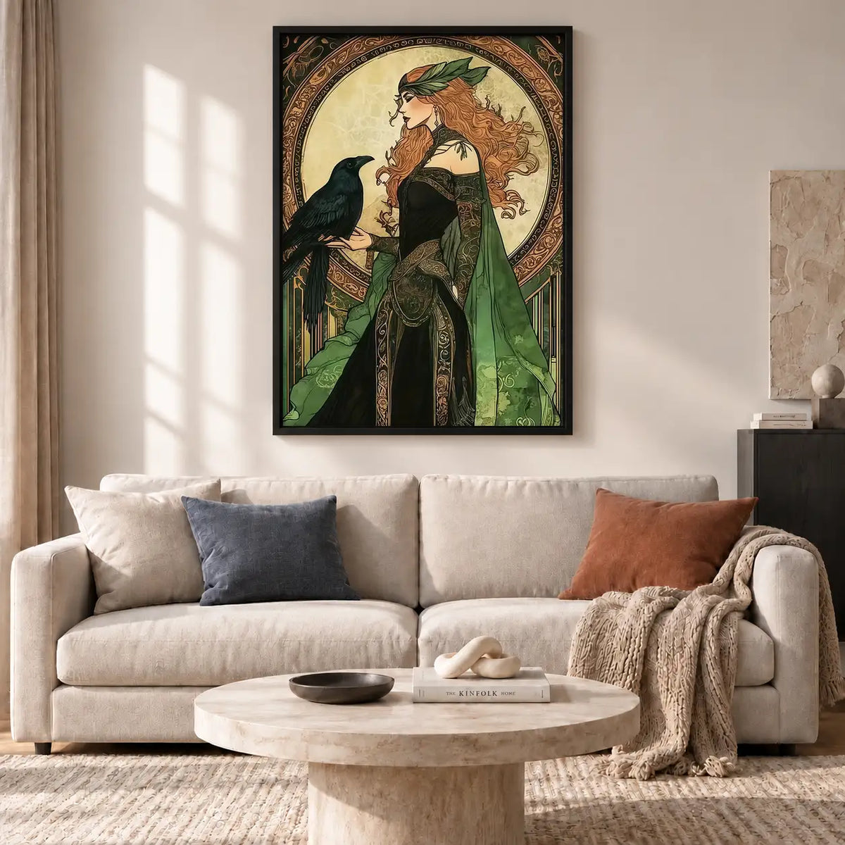 Art Nouveau Woman with Black Cat Wall Art 2
