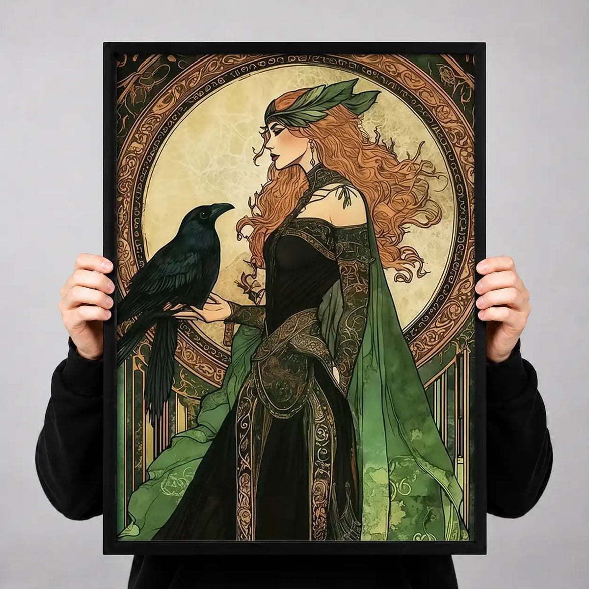 Art Nouveau Woman with Black Cat Wall Art 3