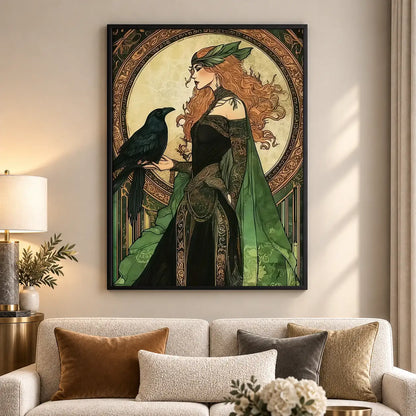 Art Nouveau Woman with Black Cat Wall Art 5